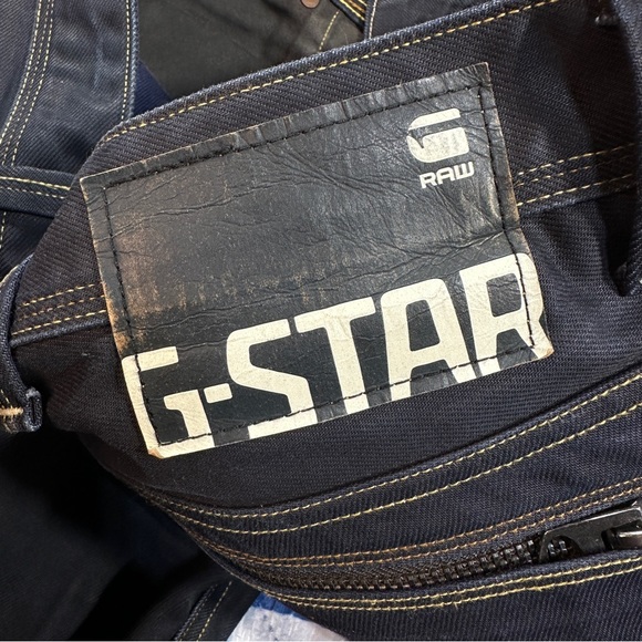 G Star Raw 3301 Dark Wash Blue Navy Denim Men’s Size 33x28 Waxed Jeans - Picture 10 of 14